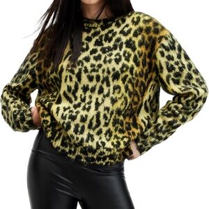 All Saints LEX OVERSIZED LEOPARD PRINT SWEATER